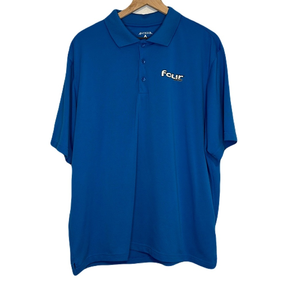 Four Loko XL Embroidered Logo Short Sleeve Polo Shirt Blue